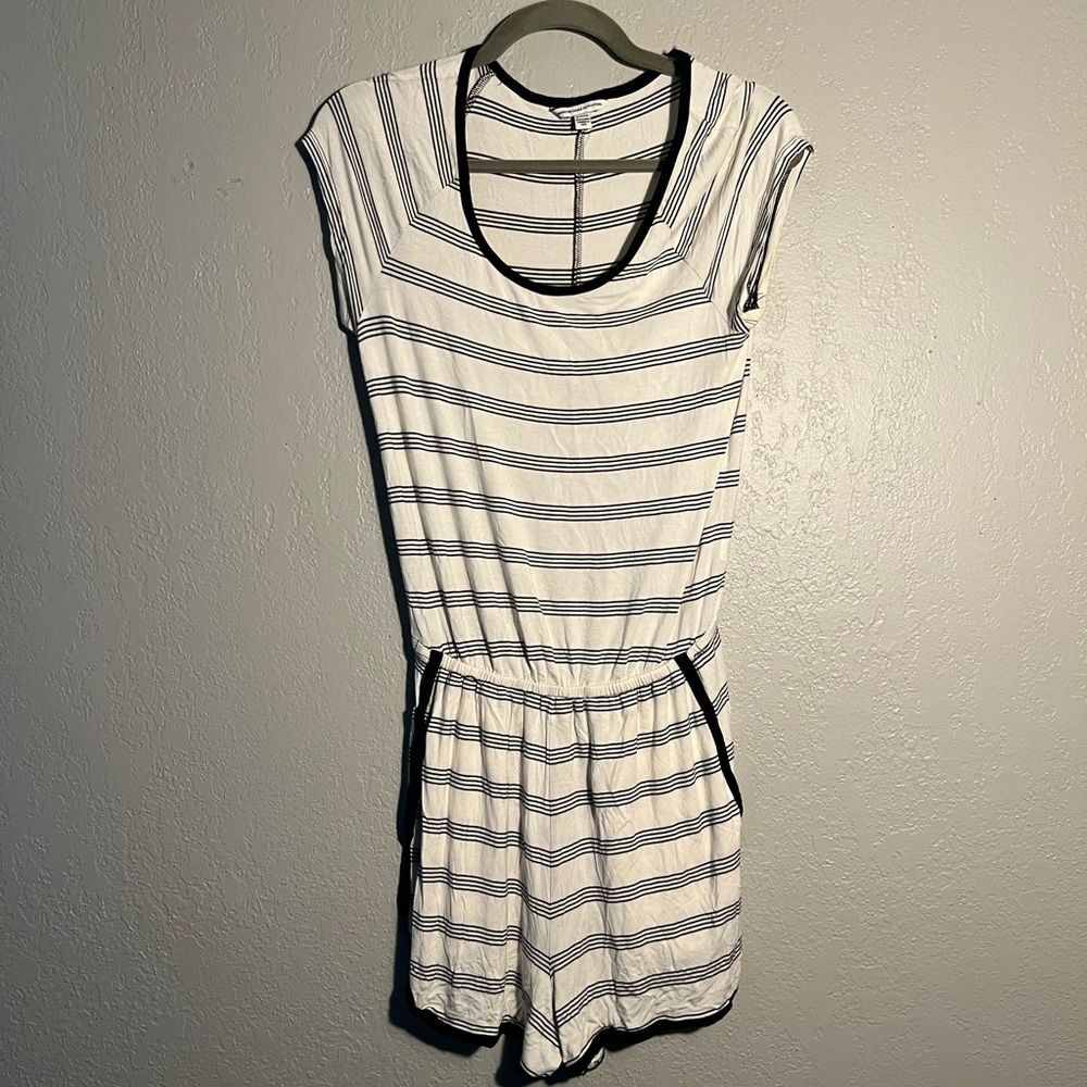 American Eagle Outfitters Striped Bodysuit White Black Midi Dress SZ Petite S